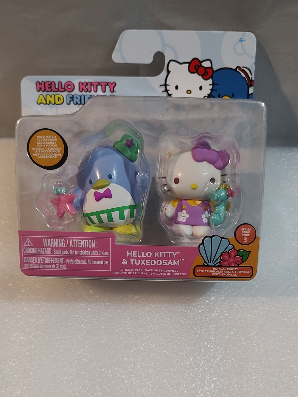 Hello Kitty & Tuxedosam Tropical Figure Set - Pink, Purple & Blue